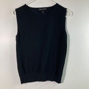 Womens August Silk Blend Knit Tank Top Black PL Viscose Silk Nylon